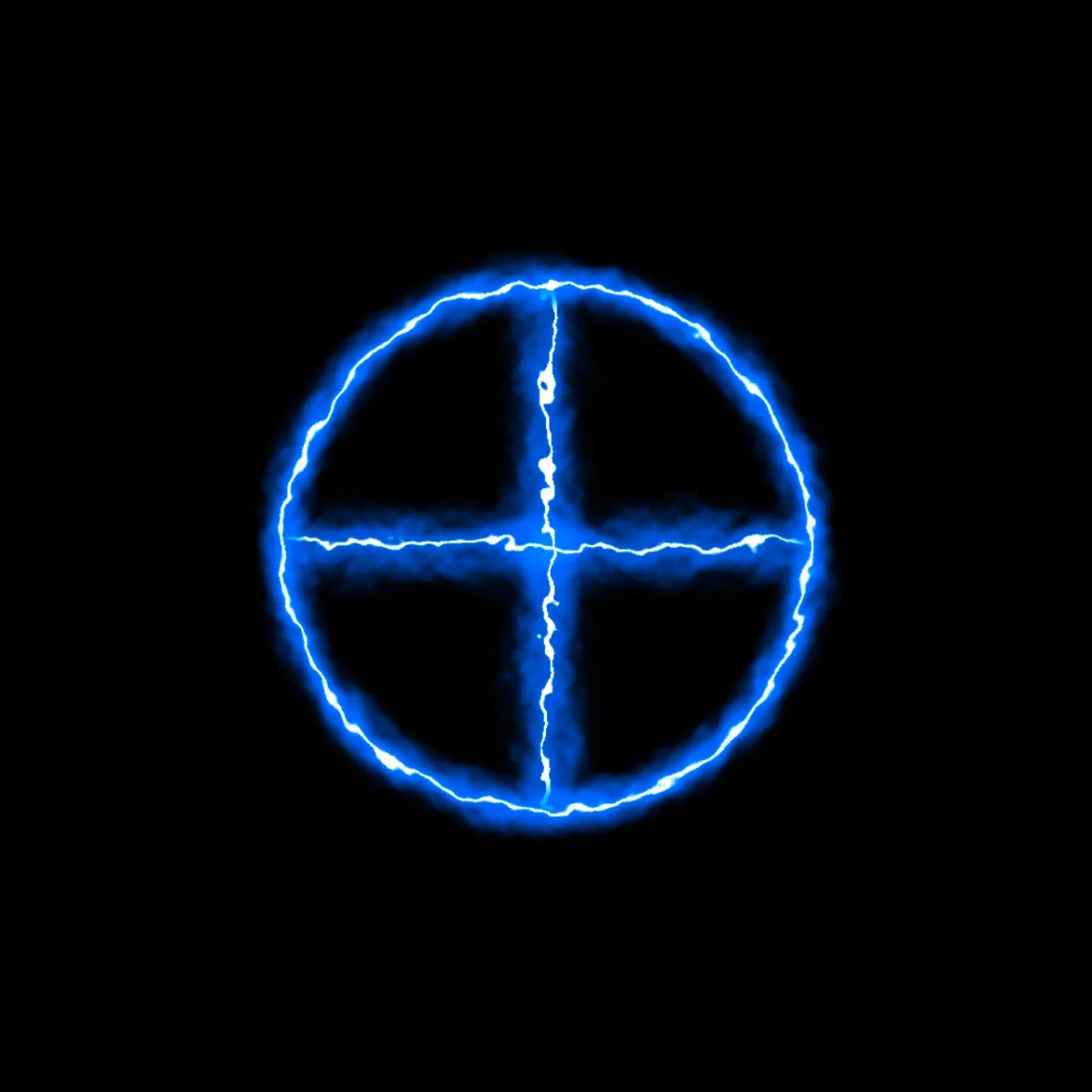 Blue Crosshair Ring Neon Black Glowing Overlay - blue crosshair ring neon image, black glowing ring overlay image