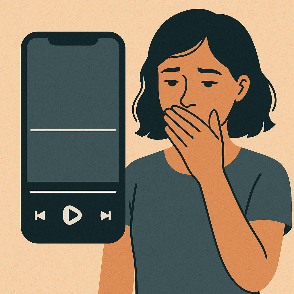 A deliberate silence in a short-form video edit, with the audio track cut to flat line during a sustained visual moment.