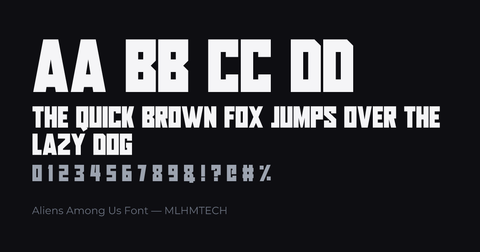 Aliens Among Us Font typeface specimen — alphabet and sample text