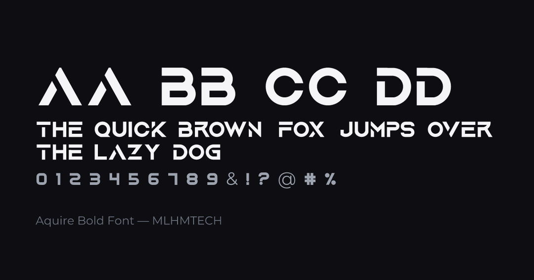 Aquire Bold Font typeface specimen — alphabet and sample text