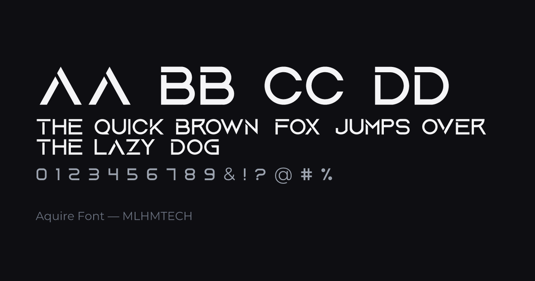Aquire Font typeface specimen — alphabet and sample text