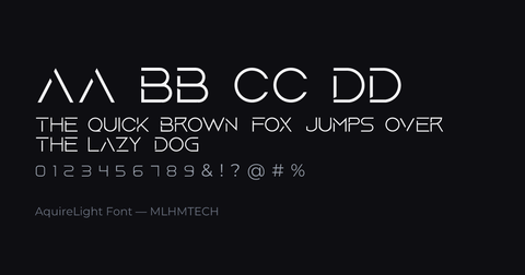AquireLight Font typeface specimen — alphabet and sample text
