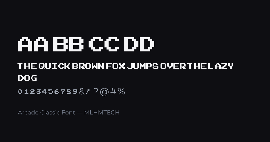 Arcade Classic Font typeface specimen — alphabet and sample text