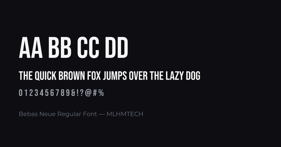 Bebas Neue Regular Font typeface specimen — alphabet and sample text