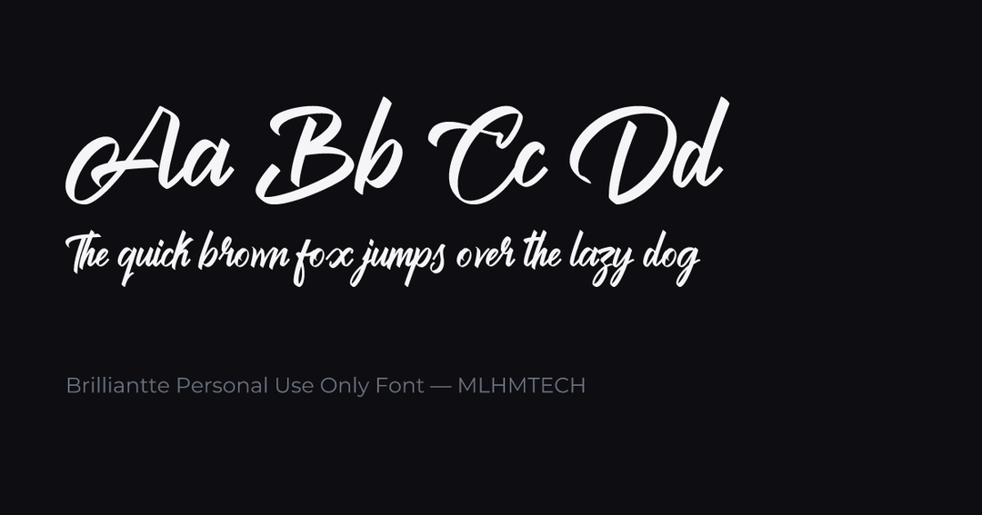 Brilliantte Personal Use Only Font typeface specimen — alphabet and sample text