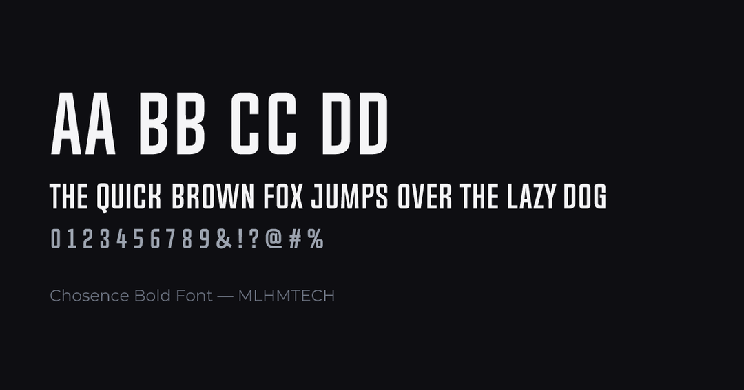 Chosence Bold Font typeface specimen — alphabet and sample text