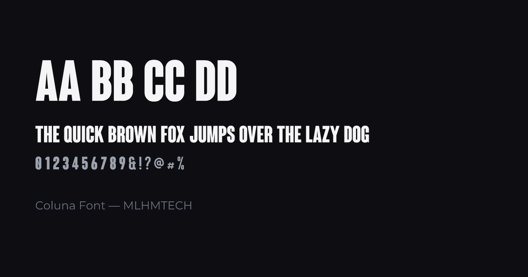 Coluna Font typeface specimen — alphabet and sample text