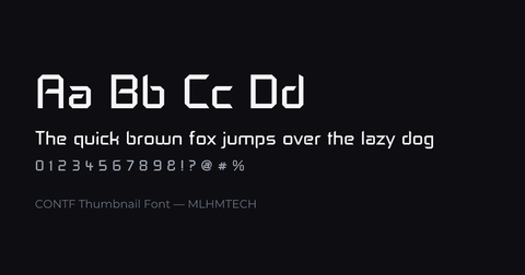 CONTF Thumbnail Font typeface specimen — alphabet and sample text