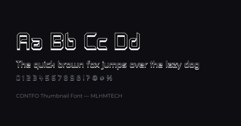 CONTFO Thumbnail Font typeface specimen — alphabet and sample text