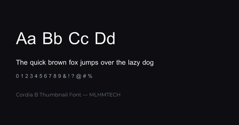 Cordia B Thumbnail Font typeface specimen — alphabet and sample text