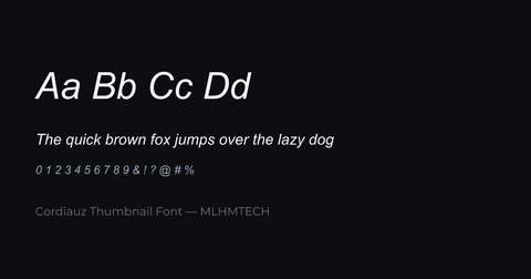 Cordiauz Thumbnail Font typeface specimen — alphabet and sample text
