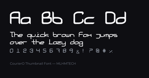 CourierO Thumbnail Font typeface specimen — alphabet and sample text