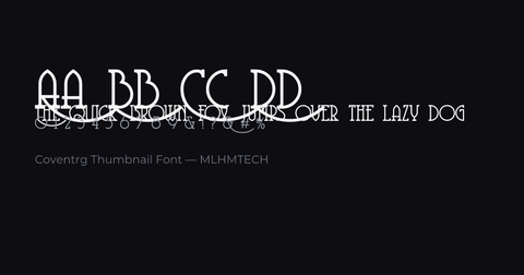 Coventrg Thumbnail Font typeface specimen — alphabet and sample text