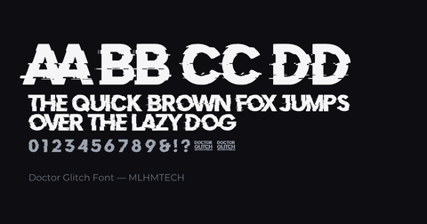Doctor Glitch Font typeface specimen — alphabet and sample text