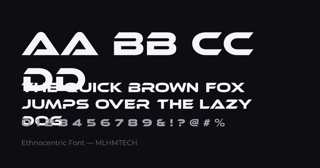 Ethnocentric Font typeface specimen — alphabet and sample text