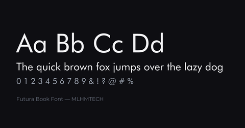 Futura Book Font typeface specimen — alphabet and sample text