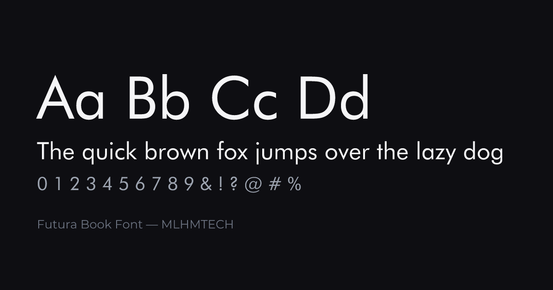 Futura Book Font typeface specimen — alphabet and sample text
