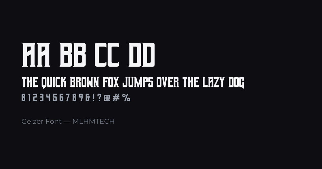Geizer Font typeface specimen — alphabet and sample text