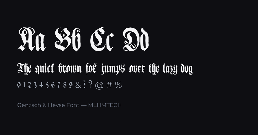 Genzsch & Heyse Font typeface specimen — alphabet and sample text