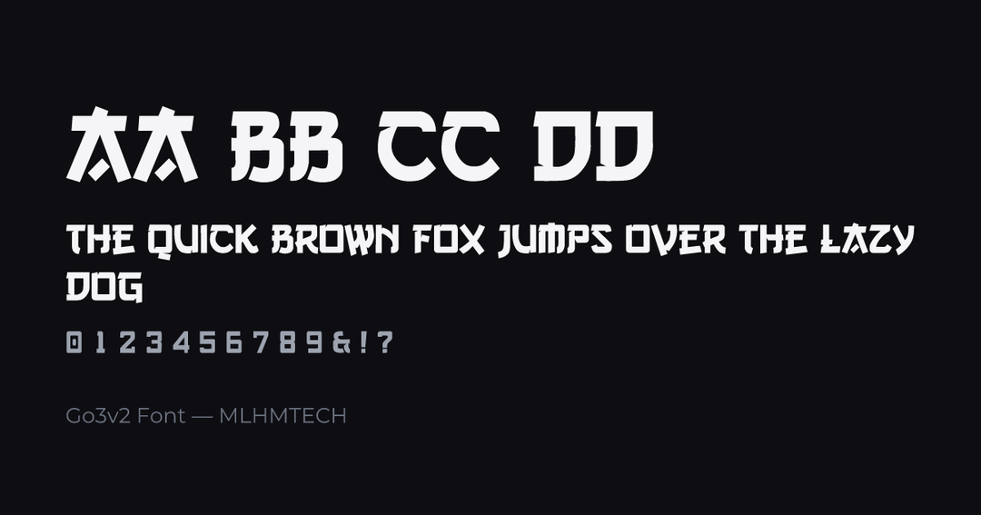 Go3v2 Font typeface specimen — alphabet and sample text