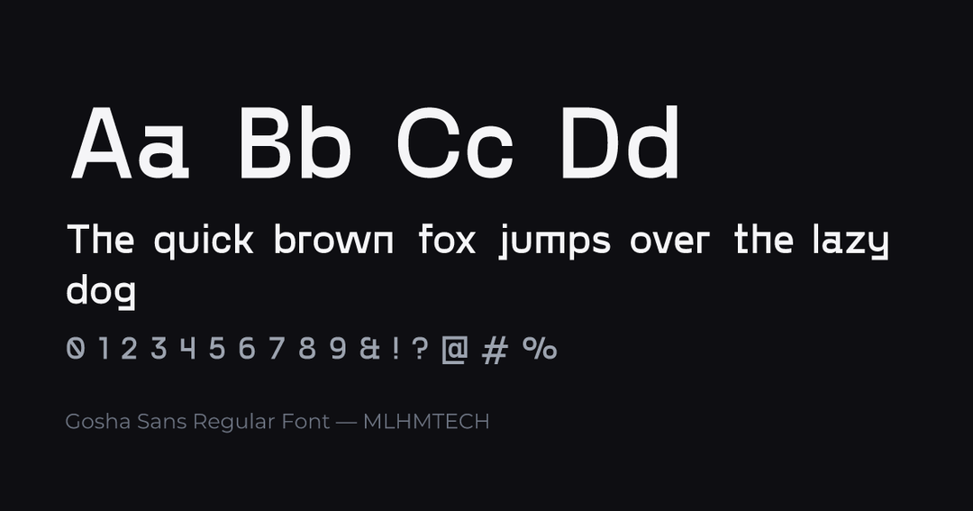 Gosha Sans Regular Font typeface specimen — alphabet and sample text