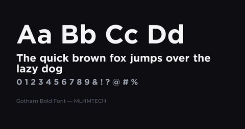 Gotham Bold Font typeface specimen — alphabet and sample text