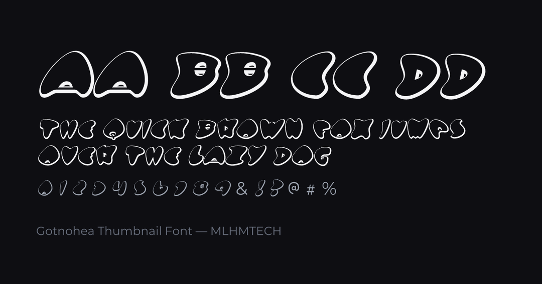 Gotnohea Thumbnail Font typeface specimen — alphabet and sample text