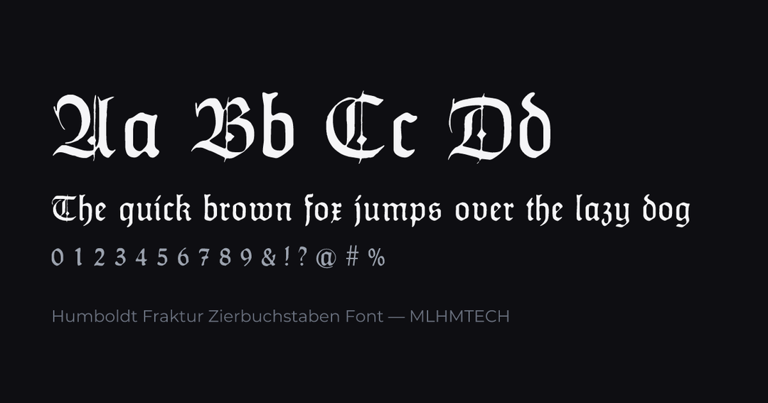 Humboldt Fraktur Zierbuchstaben Font typeface specimen — alphabet and sample text