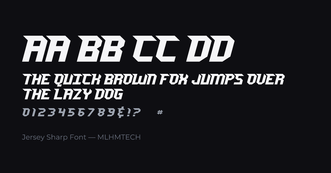 Jersey Sharp Font typeface specimen — alphabet and sample text
