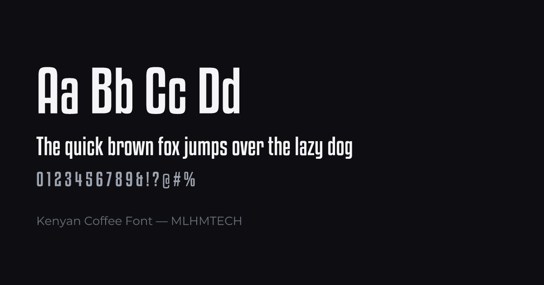 Kenyan Coffee Font typeface specimen — alphabet and sample text