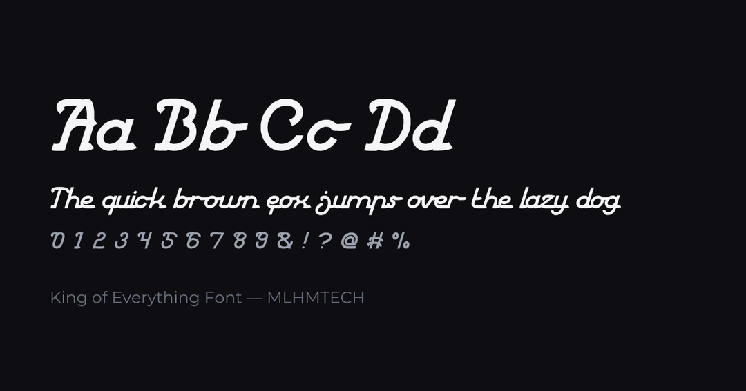 King of Everything Font typeface specimen — alphabet and sample text