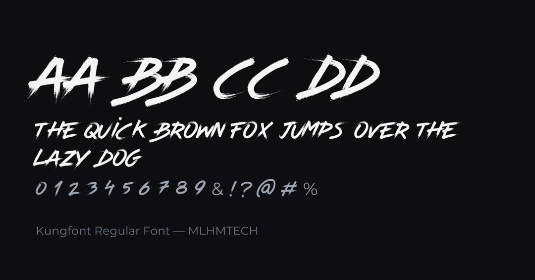 Kungfont Regular Font typeface specimen — alphabet and sample text