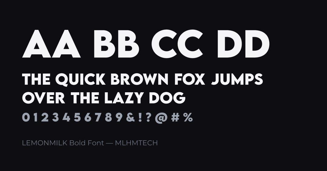 LEMONMILK Bold Font typeface specimen — alphabet and sample text