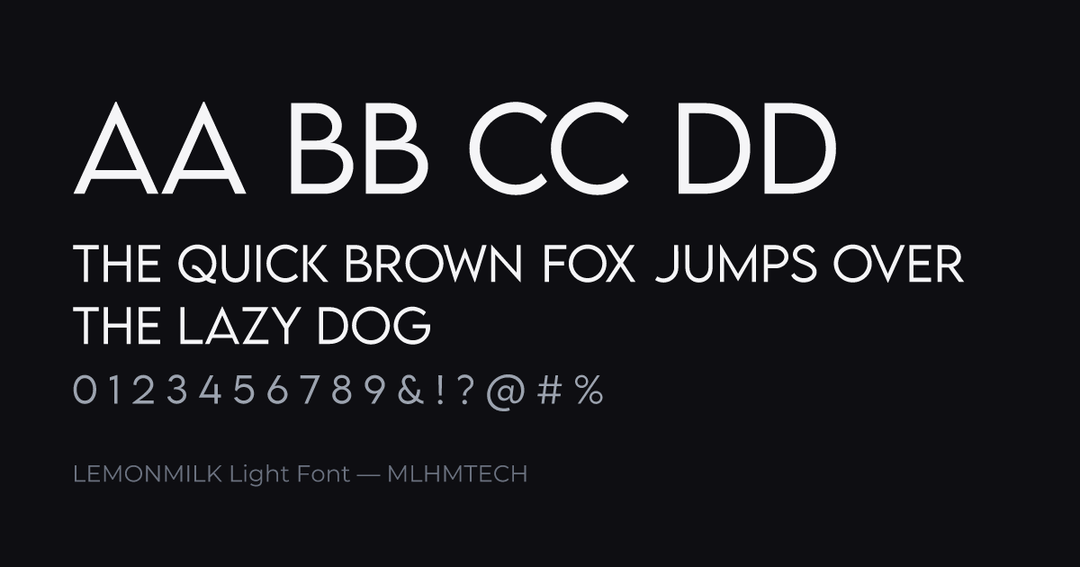 LEMONMILK Light Font typeface specimen — alphabet and sample text