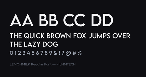 LEMONMILK Regular Font typeface specimen — alphabet and sample text