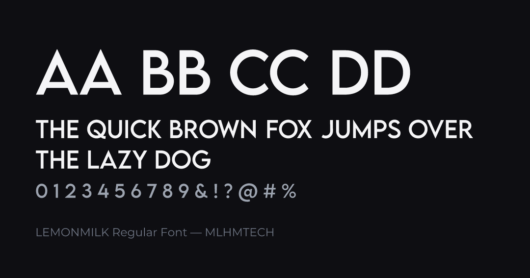 LEMONMILK Regular Font typeface specimen — alphabet and sample text