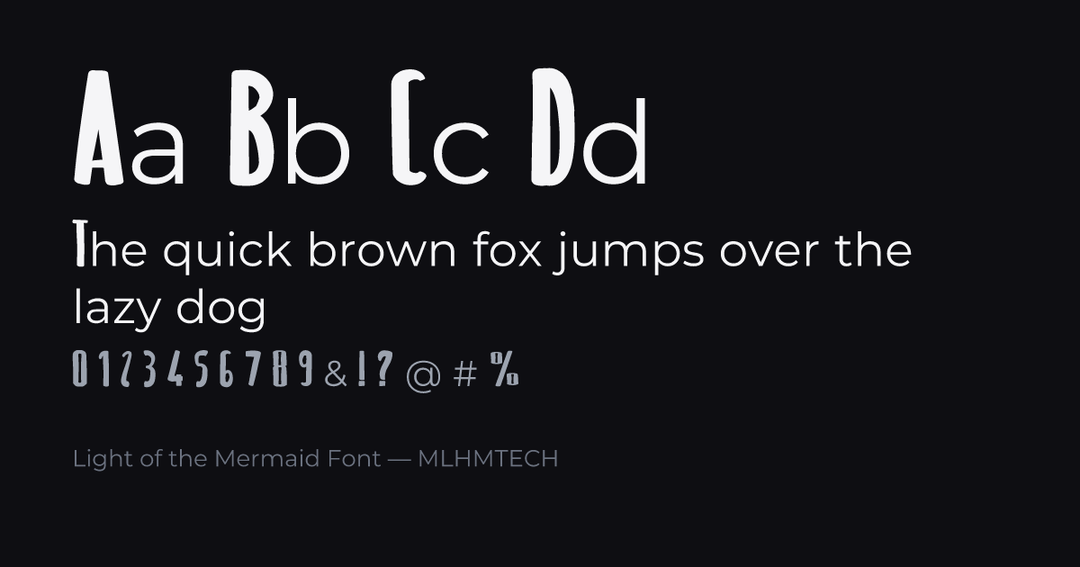 Light of the Mermaid Font typeface specimen — alphabet and sample text