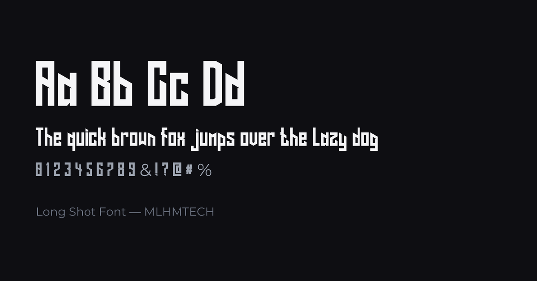 Long Shot Font typeface specimen — alphabet and sample text