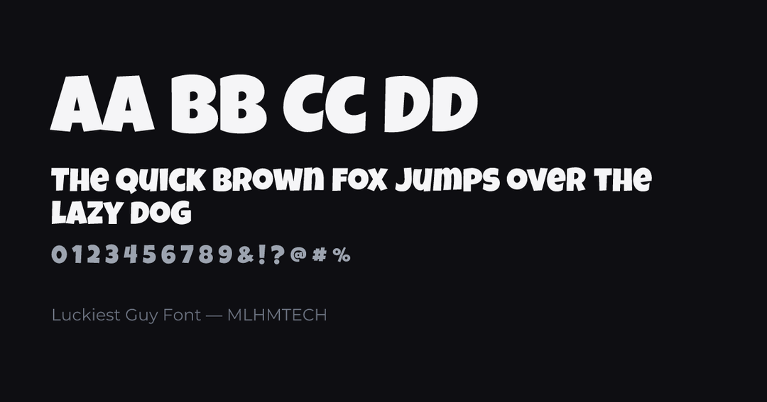 Luckiest Guy Font typeface specimen — alphabet and sample text