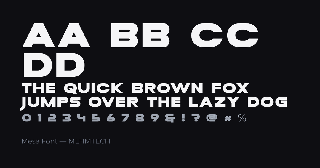 Mesa Font typeface specimen — alphabet and sample text