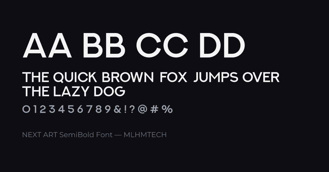 NEXT ART SemiBold Font typeface specimen — alphabet and sample text