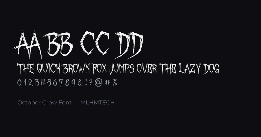 October Crow Font typeface specimen — alphabet and sample text
