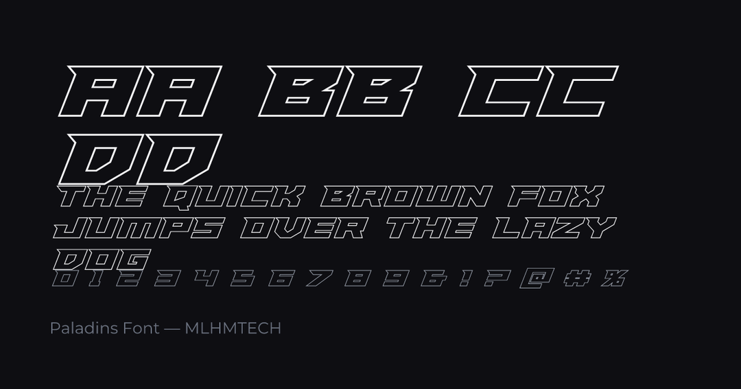Paladins Font typeface specimen — alphabet and sample text