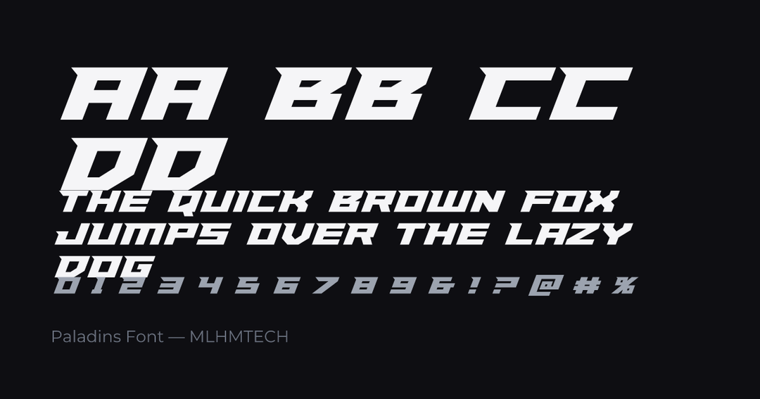 Paladins Font typeface specimen — alphabet and sample text