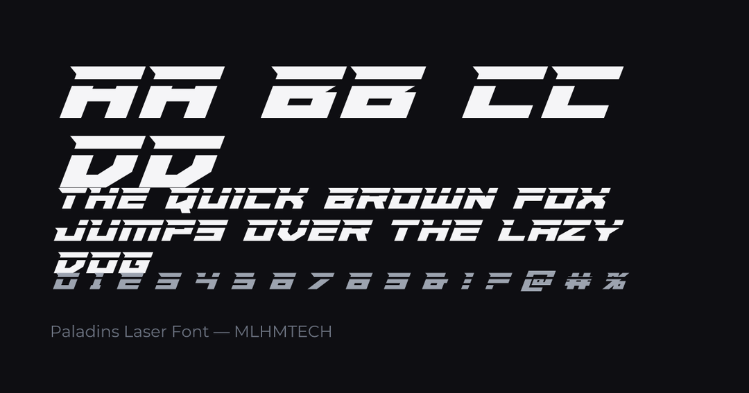 Paladins Laser Font typeface specimen — alphabet and sample text