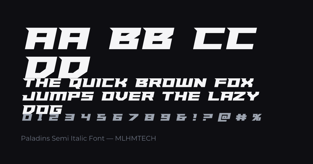Paladins Semi Italic Font typeface specimen — alphabet and sample text