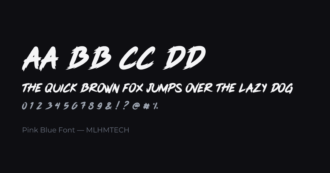 Pink Blue Font typeface specimen — alphabet and sample text