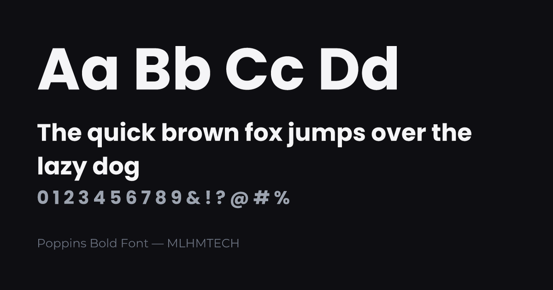 Poppins Bold Font typeface specimen — alphabet and sample text