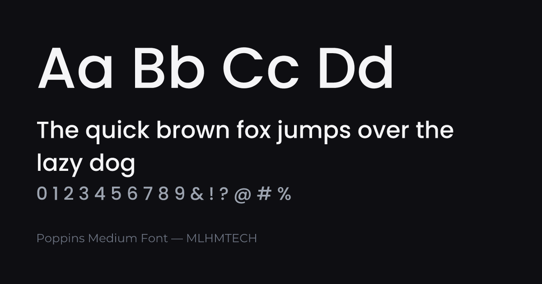 Poppins Medium Font typeface specimen — alphabet and sample text