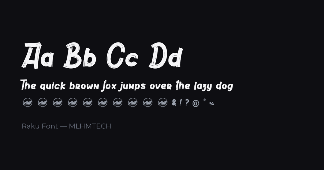 Raku Font typeface specimen — alphabet and sample text